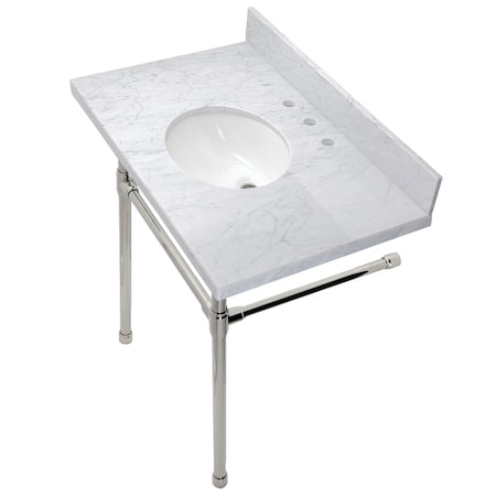 Fauceture KVPB36M86ST Dreyfuss 36" Console Sink Set, Marble White/Polished Nickel KVPB36M86ST